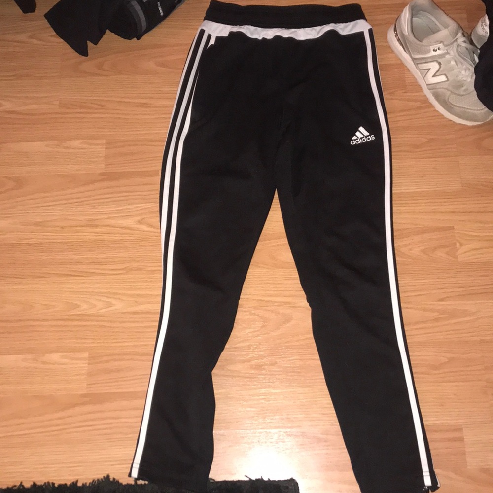 black adidas striped joggers